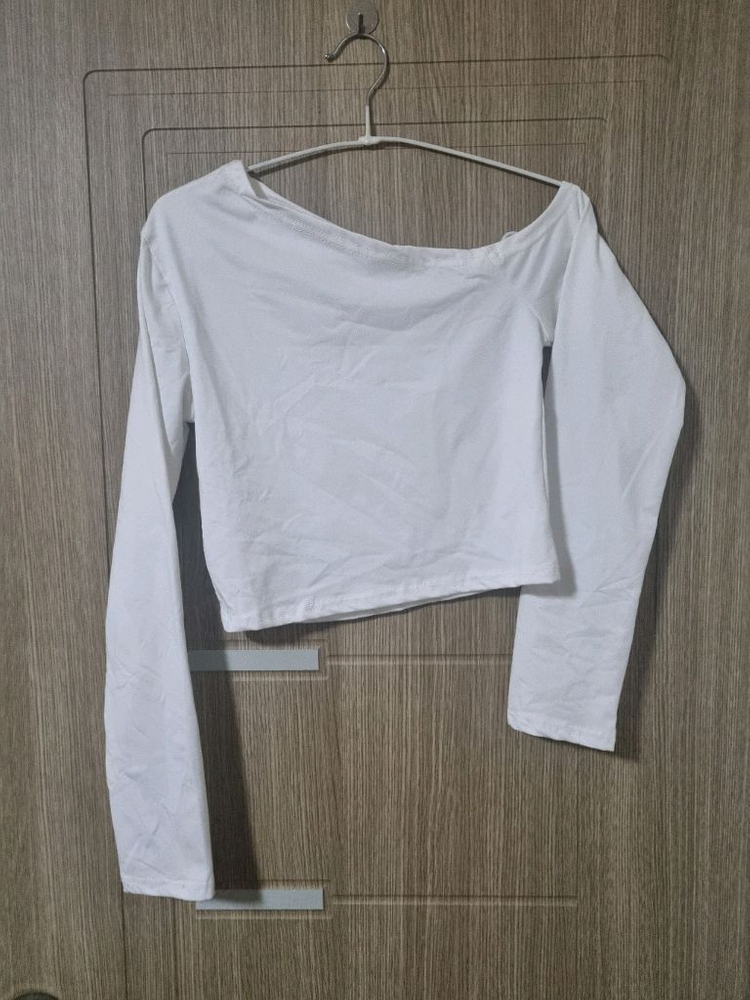 댄스복 언발란스 긴팔 티셔츠 화이트--1