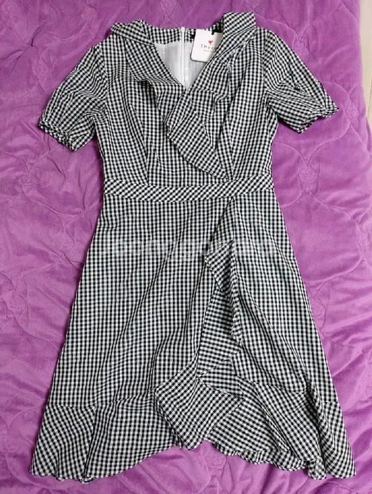 티렌 깅엄체크 프릴여름원피스 55 새상품--0