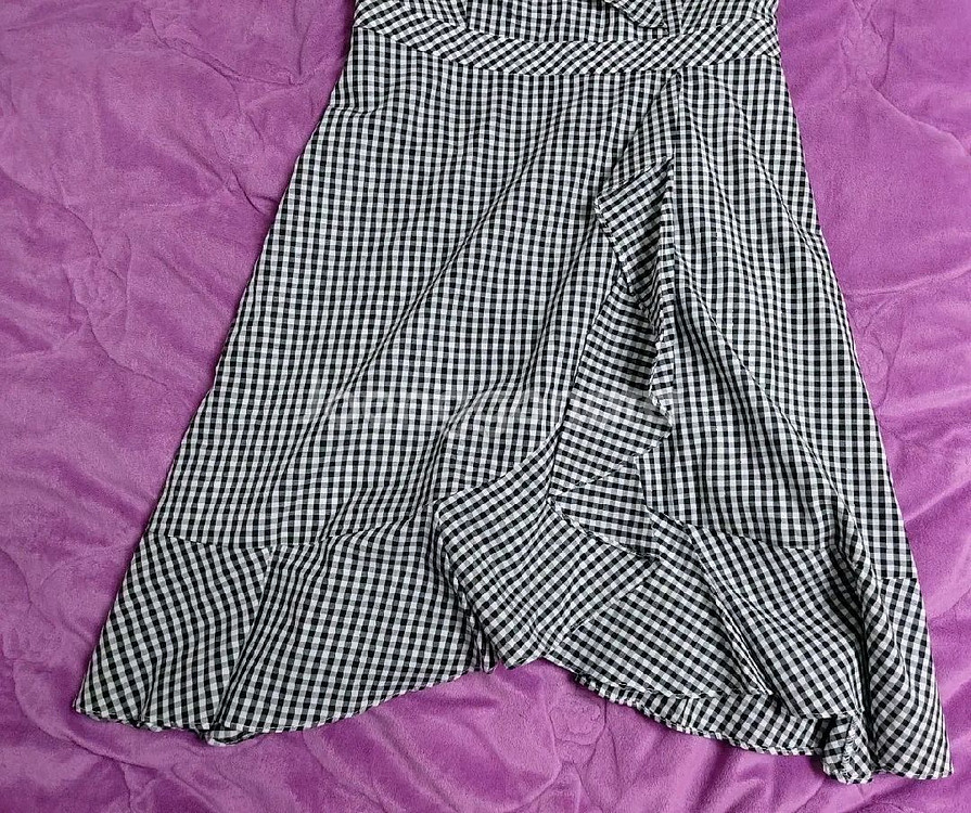 티렌 깅엄체크 프릴여름원피스 55 새상품--2