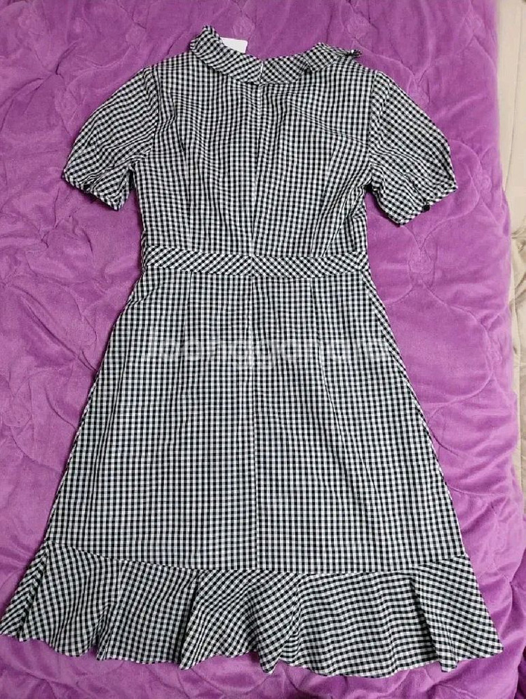 티렌 깅엄체크 프릴여름원피스 55 새상품--4