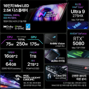 2025 asus 스카 strix 16 g16 5080
