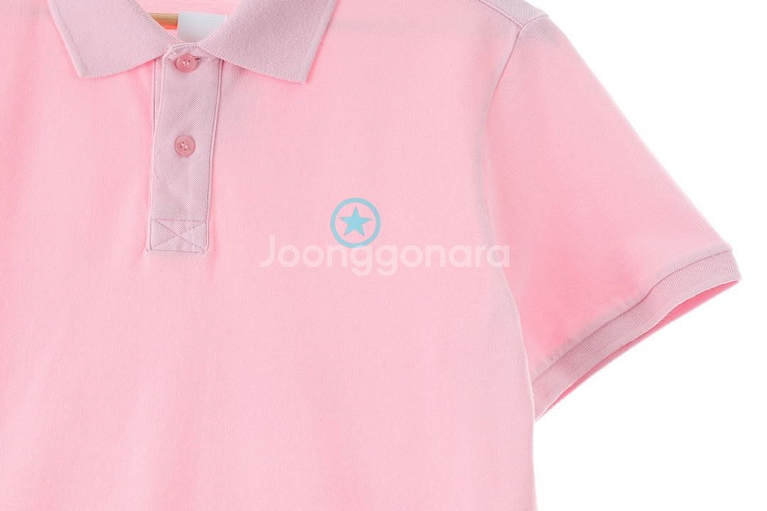 (L) 컨버스 반팔 카라 티셔츠 핑크 올드스쿨 무지--3