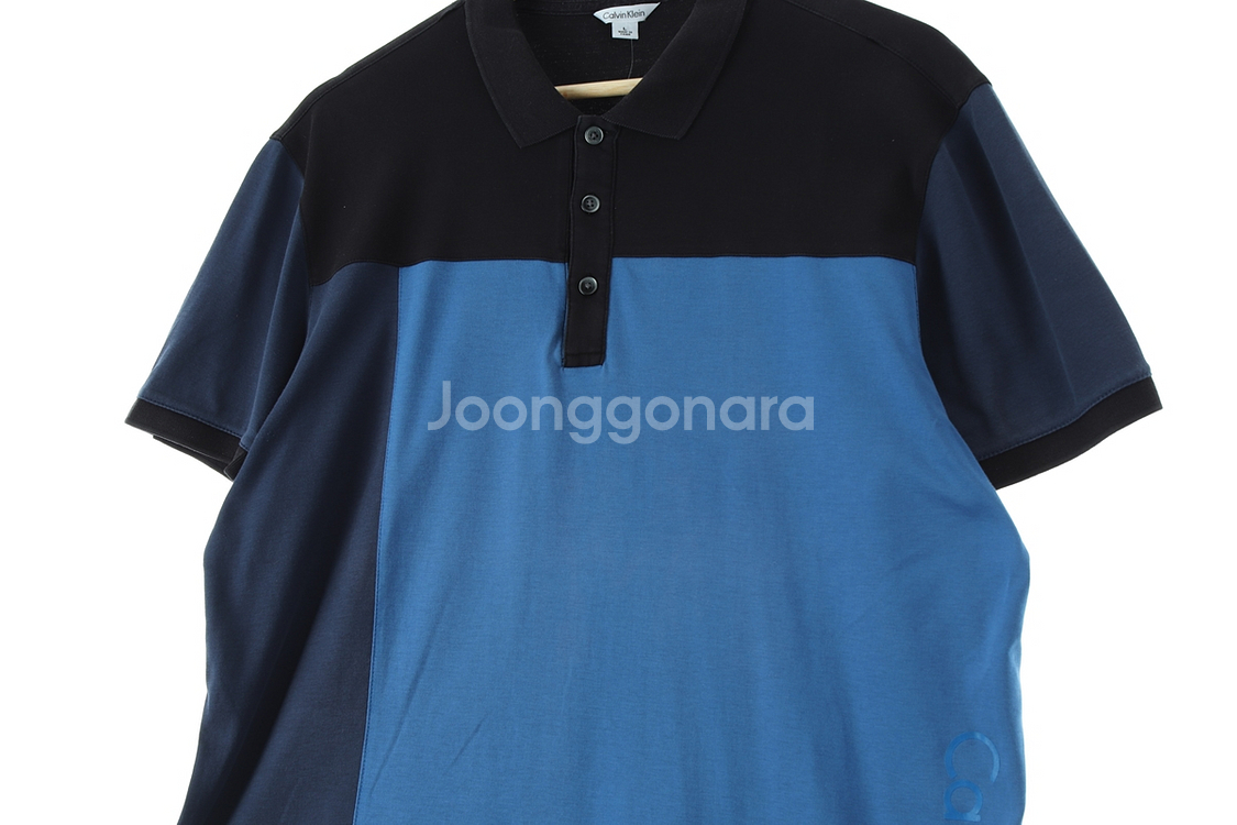 (L) 캘빈클라인 반팔 카라 티셔츠 배색 아메카지 면--3