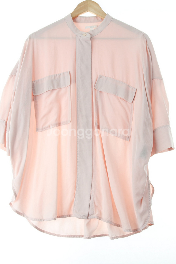W(S-XL) 코스 반팔 카라 티셔츠 여름 블라우스--0