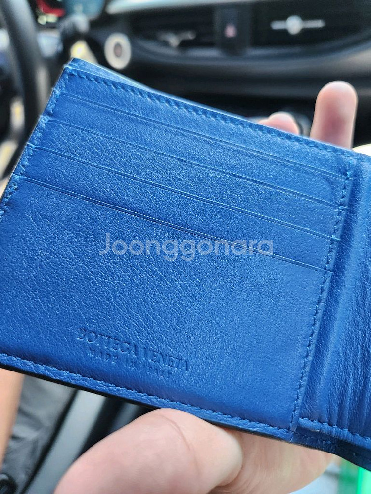 보테가베네타 인트레치아토 블랙 블루 남성 반지갑--5