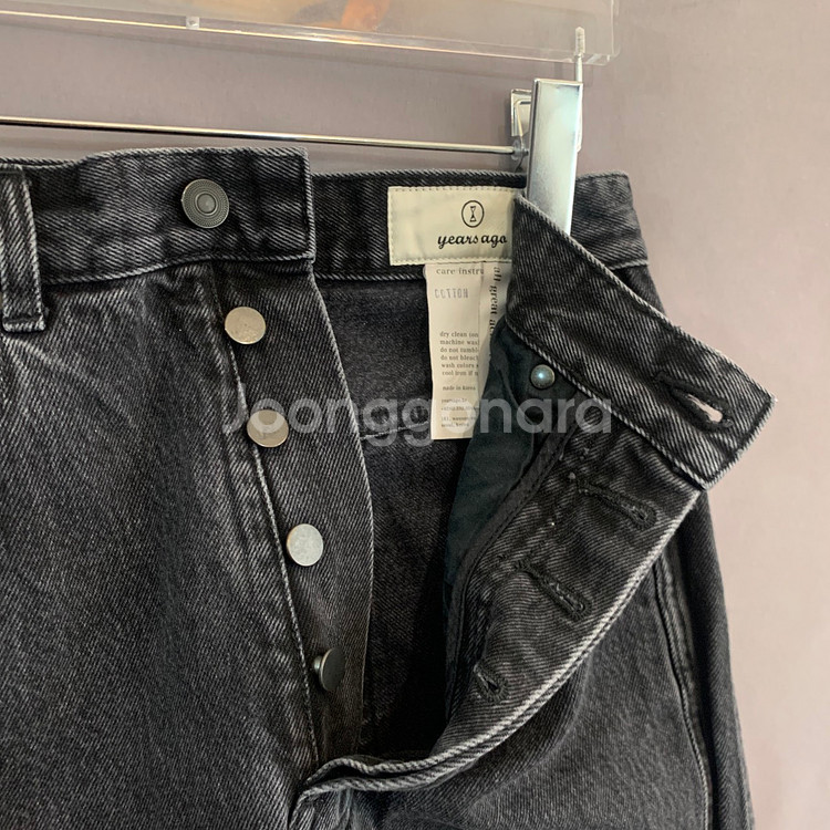 S 이얼즈어고 사이드 배색 흑청 데님 청바지--4