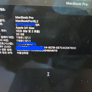 맥북 프로 16인치 M1 MAX 32g 1T