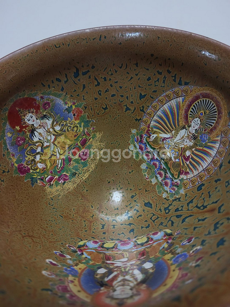 송대 희귀 삼존불 철화 다완 지름12.5cm무게340g--1