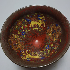 송대 희귀 사신도 철화 다완 지름13.5cm무게382g
