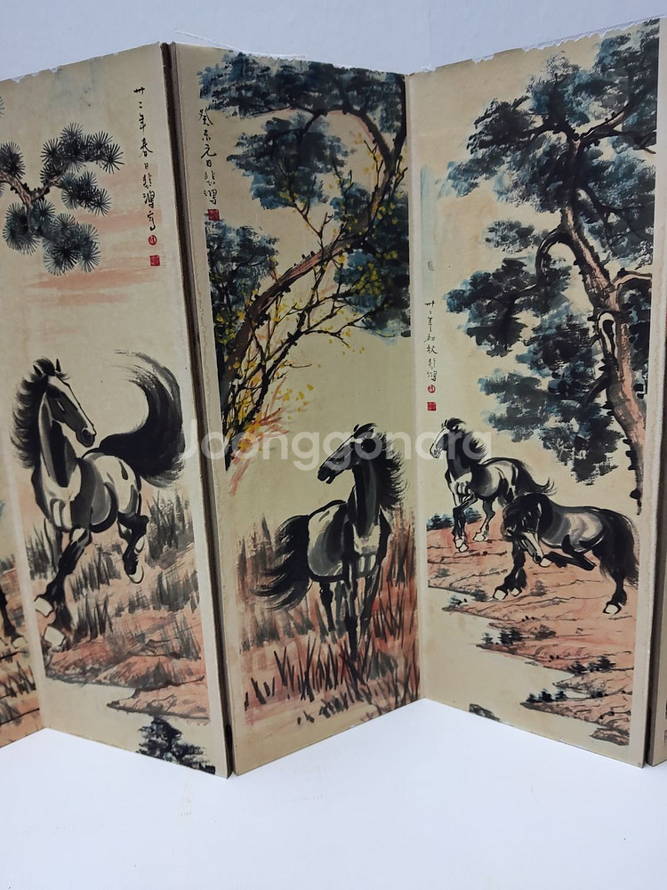 골동 팔마도 병풍 책자 가로70cm세로28cm 할인처분--2