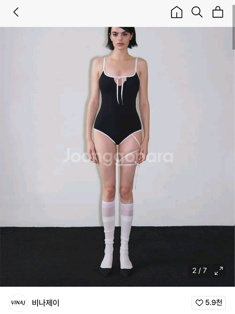 비나제이 라인 리본 브이 모노키니 새상품--0