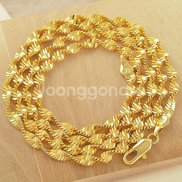 새 18K GP 76cm 30인치 꼬임줄 목걸이 골드 파일--0