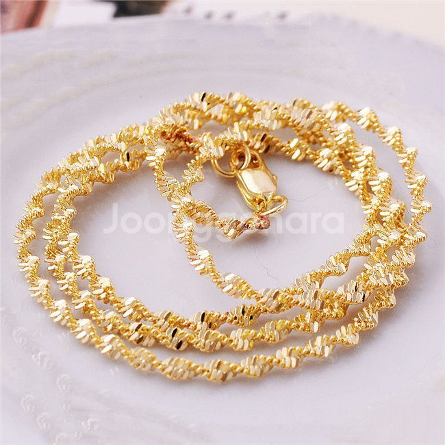 새 18K GP 76cm 30인치 꼬임줄 목걸이 골드 파일--1