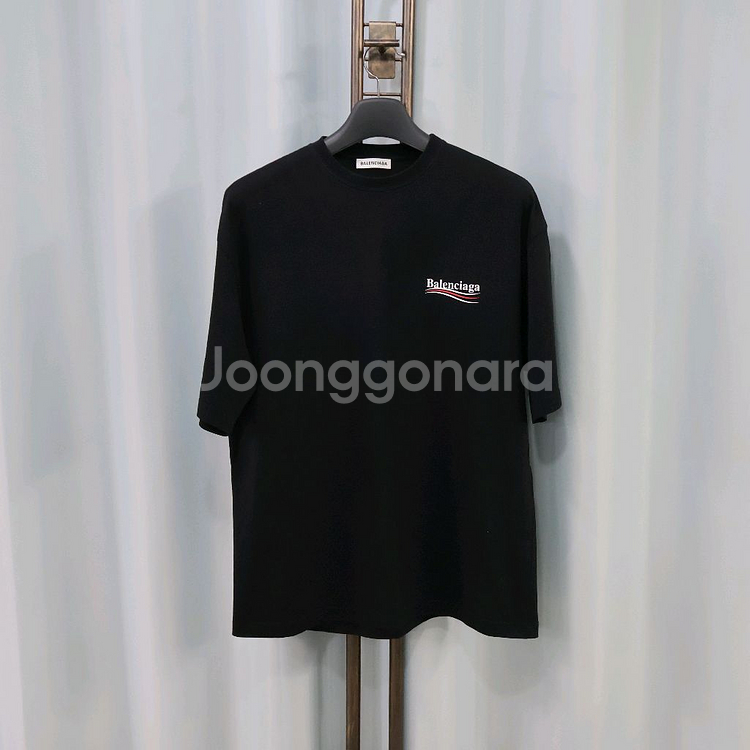 발렌시아가 웨이브 로고 블랙 반팔 티셔츠 M/105--0