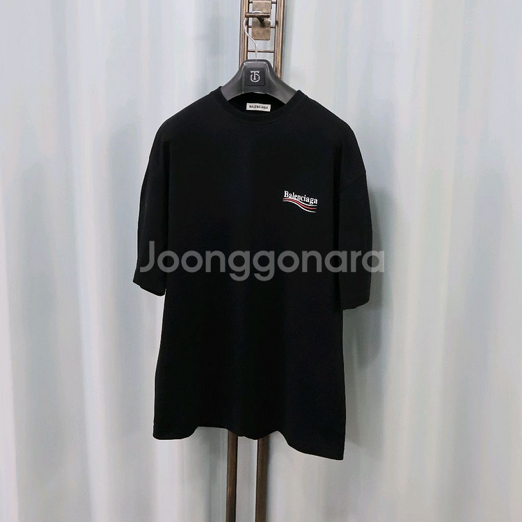 발렌시아가 웨이브 로고 블랙 반팔 티셔츠 M/105--1