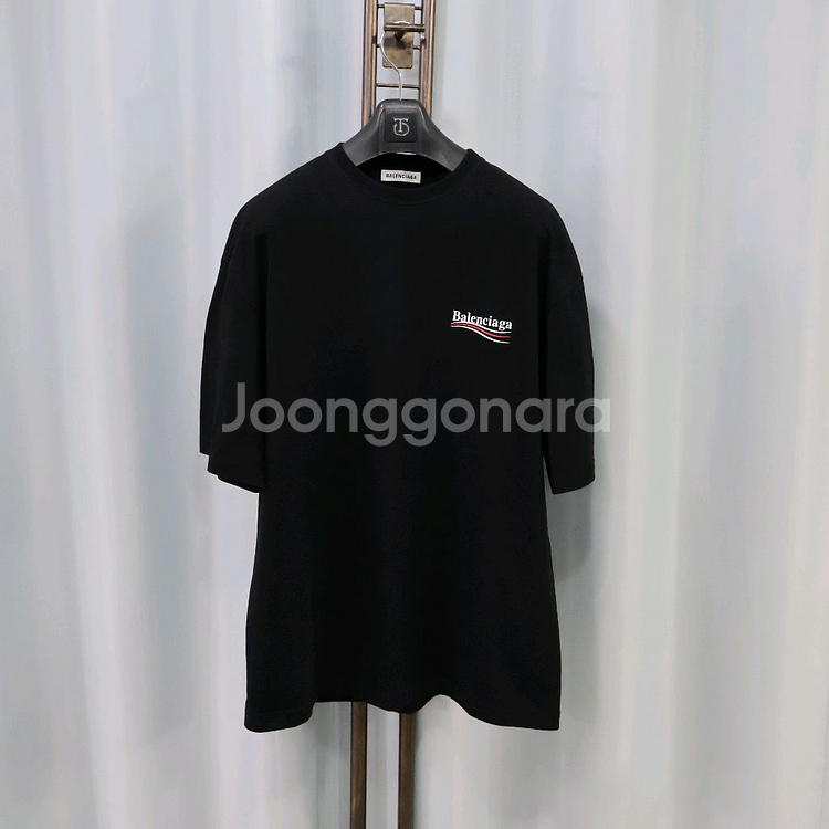 발렌시아가 웨이브 로고 블랙 반팔 티셔츠 M/105--2