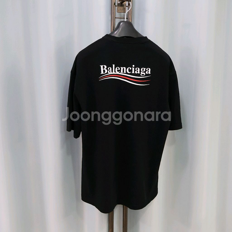 발렌시아가 웨이브 로고 블랙 반팔 티셔츠 M/105--5