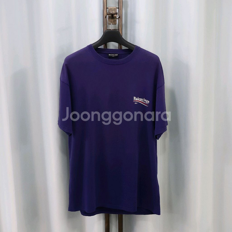 발렌시아가 웨이브 로고 블루 반팔 티셔츠 S/105--0