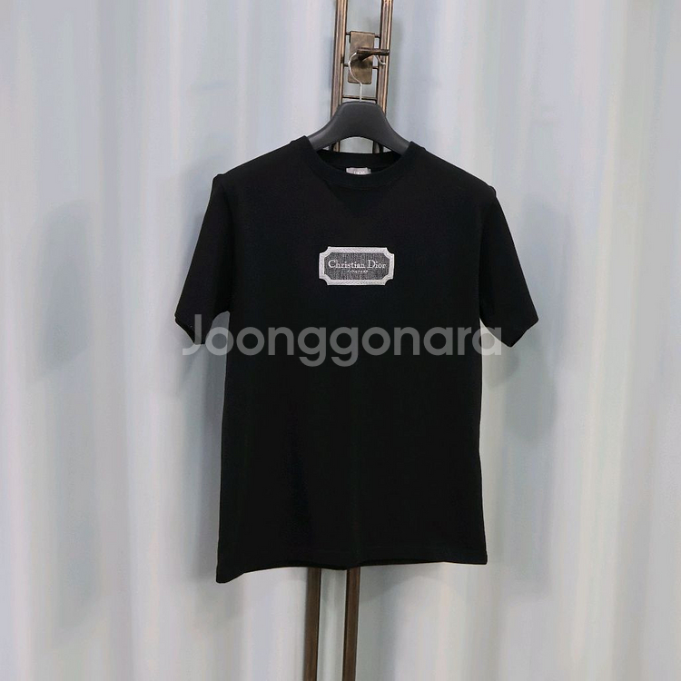 디올 꾸뛰르 로고 자수 블랙 반팔 티셔츠 S/95--2