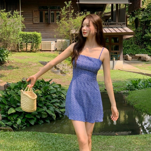 플라워 나시 미니 원피스