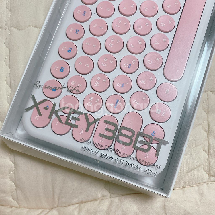 아이노트 울트라 슬림 블루투스 키보드 핑크 풀박스--1