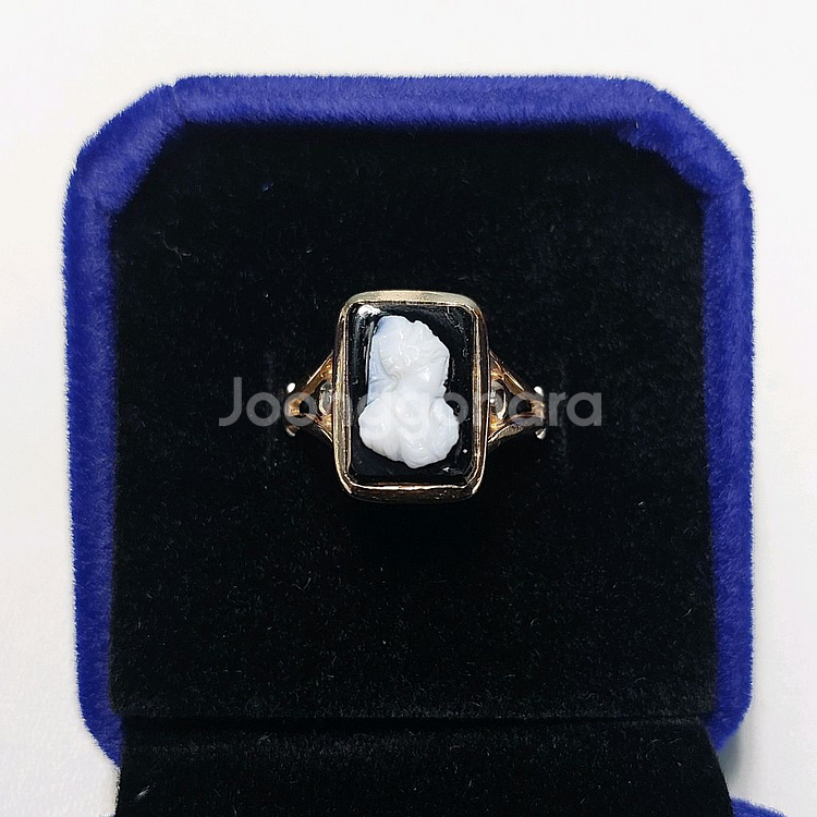 10K 로즈골드 & 오닉스 카메오 반지--4