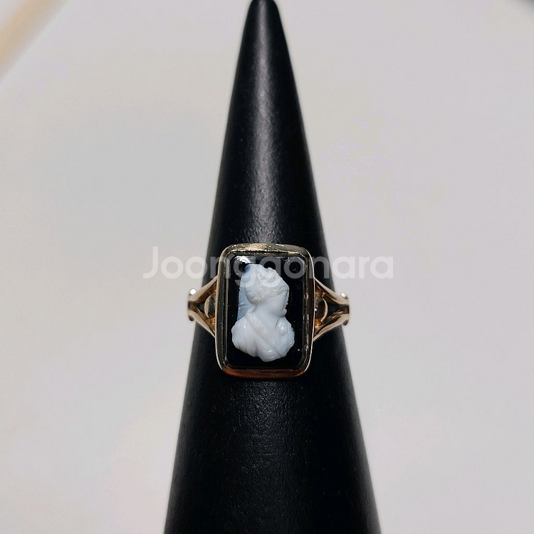 10K 로즈골드 & 오닉스 카메오 반지--3