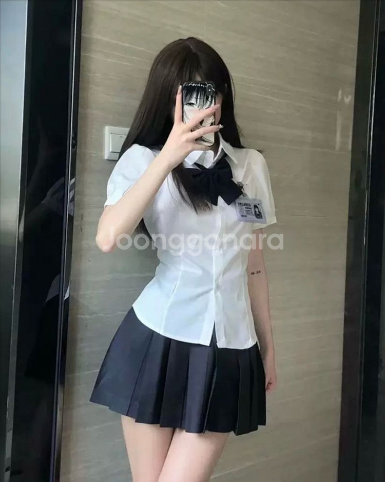 반팔 셔츠 백리본 셔링 프레피룩 스쿨룩 빈티지 에이블리--0