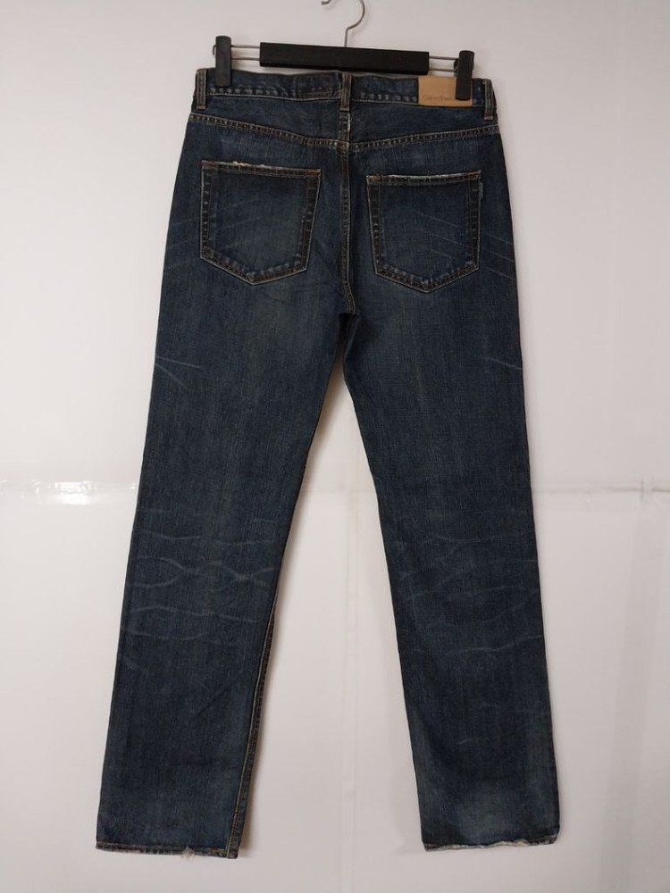 32)켈빈클라인 가죽패치 백화점판 생지 워싱 찢청 일자 이미지