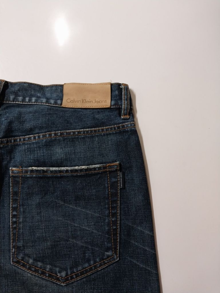 32)켈빈클라인 가죽패치 백화점판 생지 워싱 찢청 일자 이미지