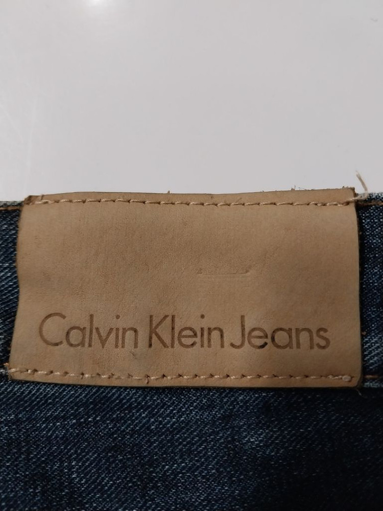 32)켈빈클라인 가죽패치 백화점판 생지 워싱 찢청 일자 이미지