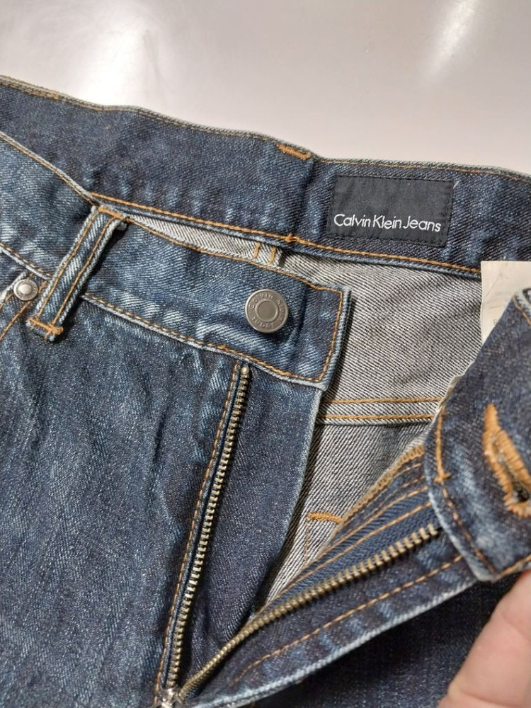 32)켈빈클라인 가죽패치 백화점판 생지 워싱 찢청 일자 이미지