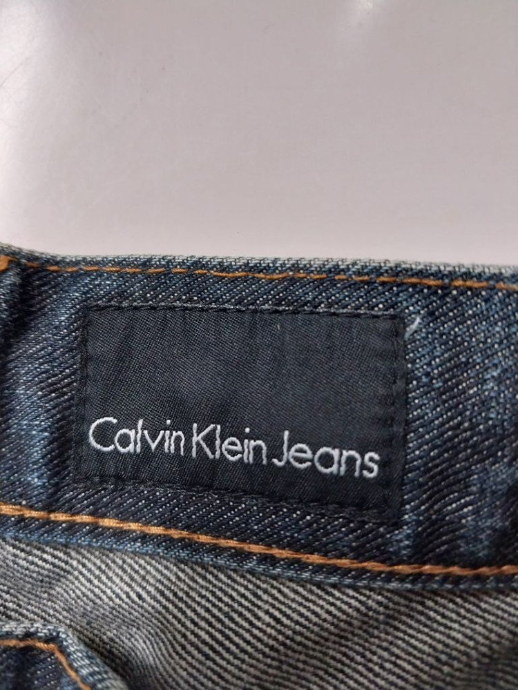 32)켈빈클라인 가죽패치 백화점판 생지 워싱 찢청 일자 이미지