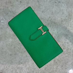 에르메스 베안 은장 장지갑 헐크 그린