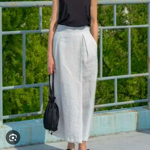 유노이아 블랙 린넨 랩 슬랙스 s