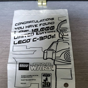 레고 스타워즈 30주년 기념 크롬골드 C-3PO 폴리백