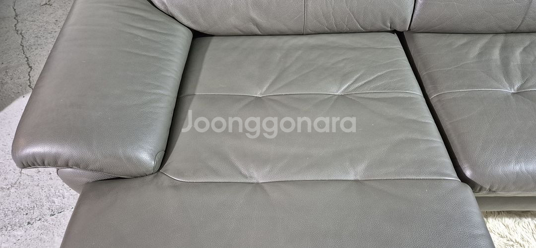 자코모 이태리 천연 통가죽 4인 카우치 소파--6