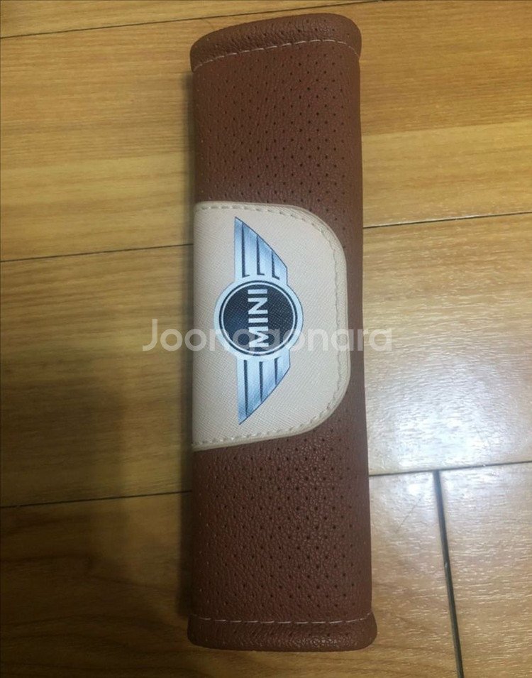 미니쿠퍼 레더 패턴(브라운)안전벨트커버 4ea--3