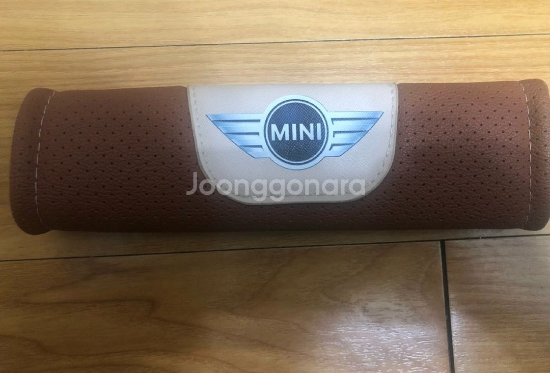 미니쿠퍼 레더 패턴(브라운)안전벨트커버 4ea--2