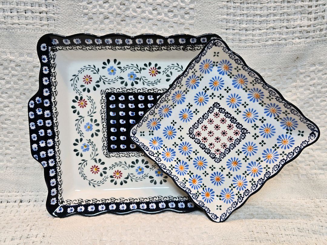 프라카 사각접시와 파뷔에 머그.미사용