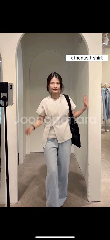 화이트 절개 티셔츠(새상품)--6