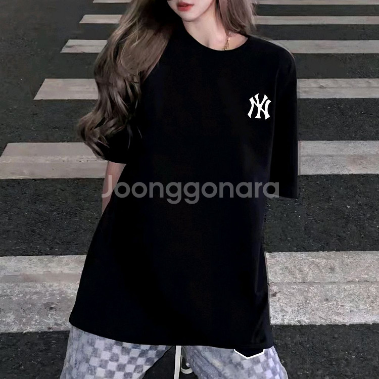 면티 100% MLB 빅사이즈 티셔츠 남여공용 블랙--0