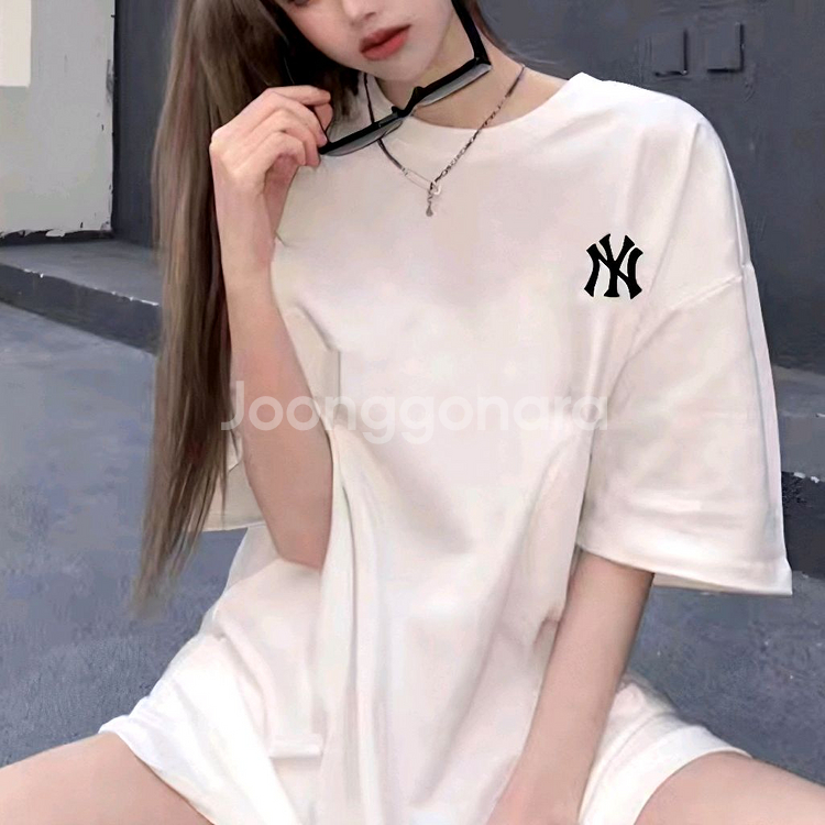 면티 100% MLB 빅사이즈 티셔츠 남여공용 블랙--2