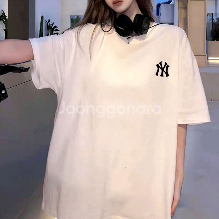 면티 100% MLB 빅사이즈 티셔츠 남여공용 블랙--3