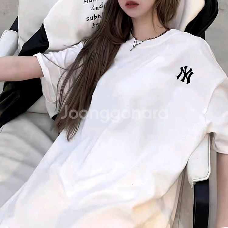 면티 100% MLB 빅사이즈 티셔츠 남여공용 블랙--5