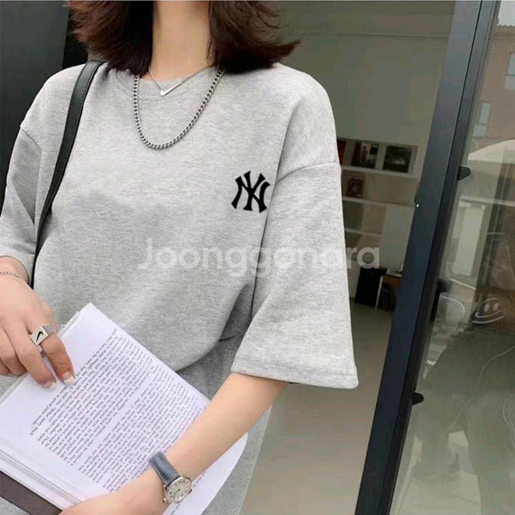 면티 100% MLB 빅사이즈 티셔츠 남여공용 블랙--8