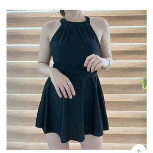 블랙 홀터넥 원치스 수영복 M
