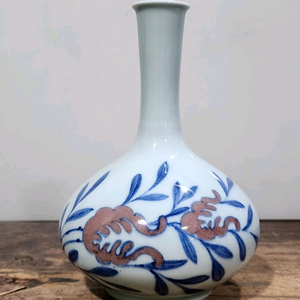 호산 안동오 청화진사백자주병