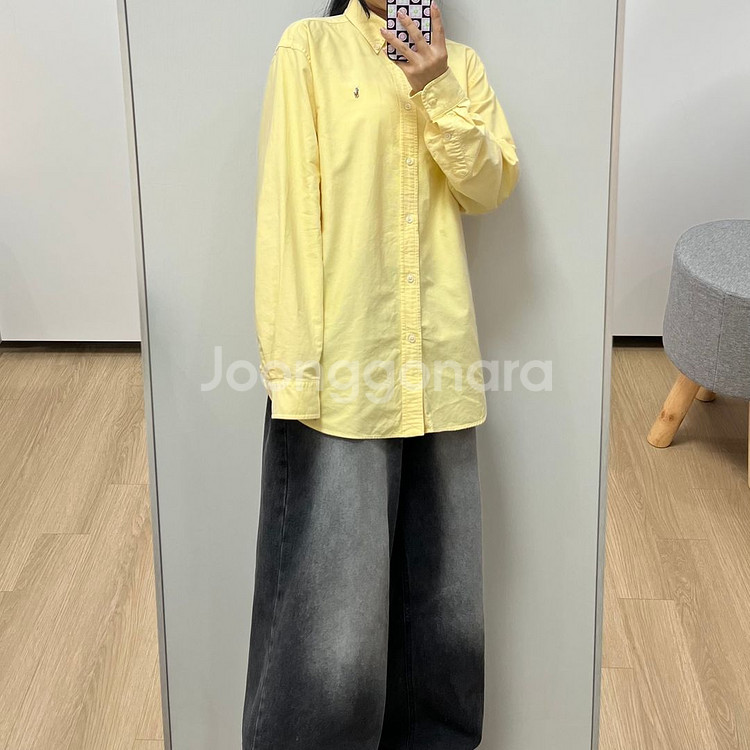 폴로 랄프로렌 코튼 옐로우 옥스포드 셔츠 남방--0