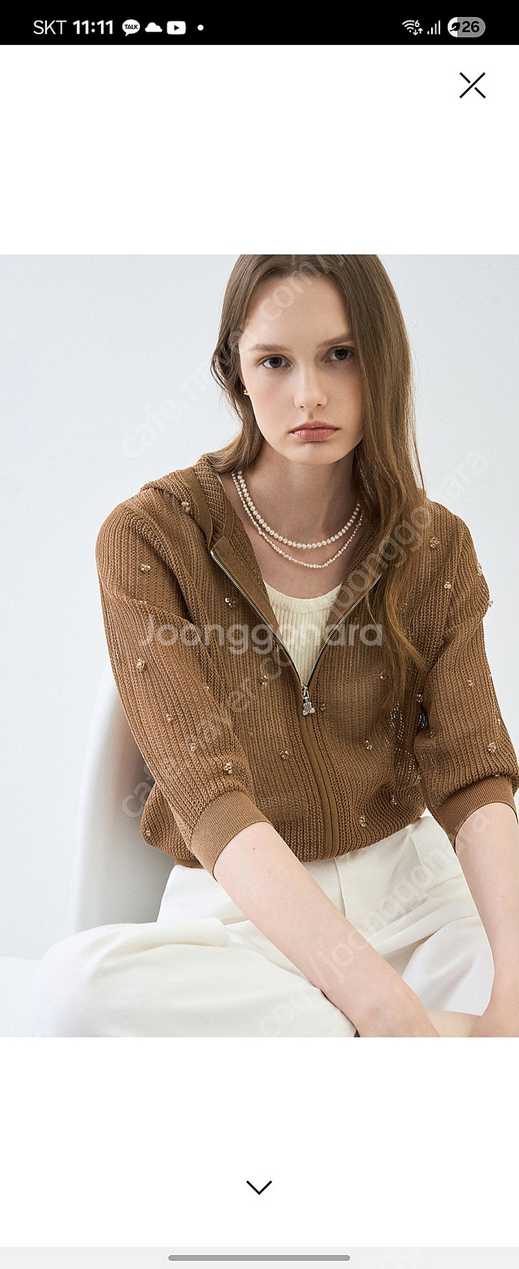 랑방 니트 비딩 점퍼--0